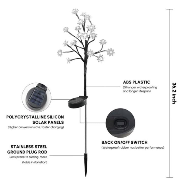 Solar-Kirschblütenlichter | Wasserdichte LED-Deko für draußen