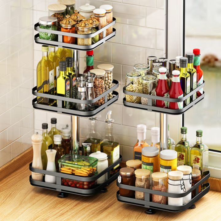 360° Drehbarer Gewürz-Organizer | Höhenverstellbar | Platzsparend & Robust | Küchenregal