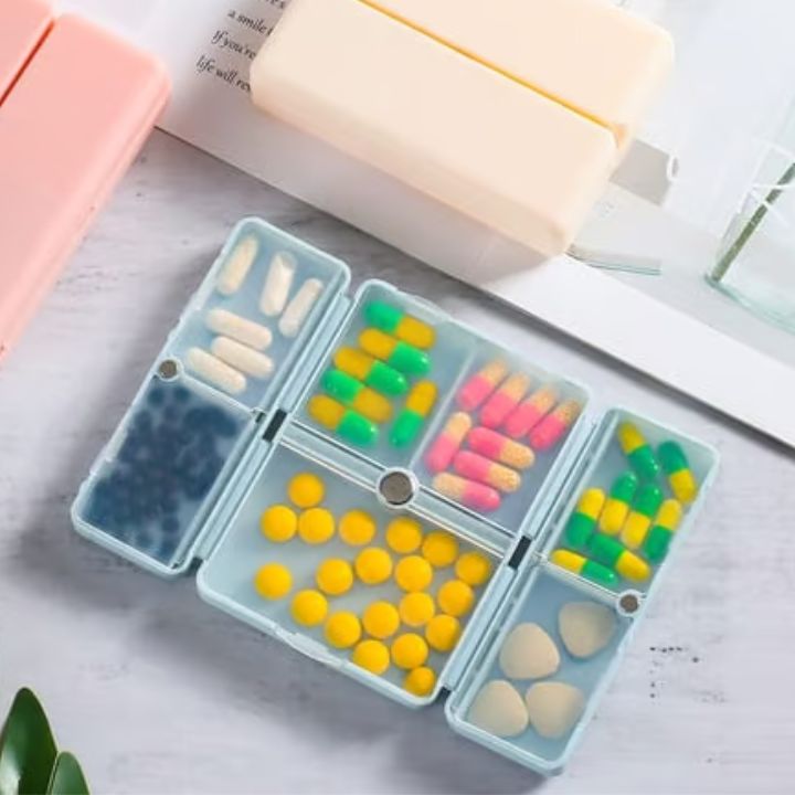 7-Fach-Tablettenbox | Tragbar & kompakt | Wasserdicht & hygienisch | Weiß