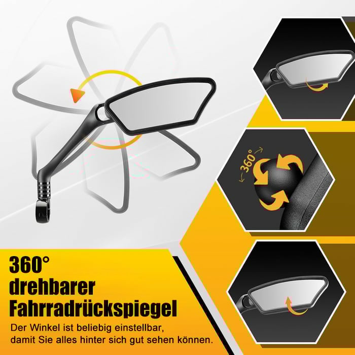 1+1 GRATIS | VeloGuard™ 360 Fahrradspiegel | Kristallklare Rücksicht | 360° Verstellbar | Bruchsicheres Glas