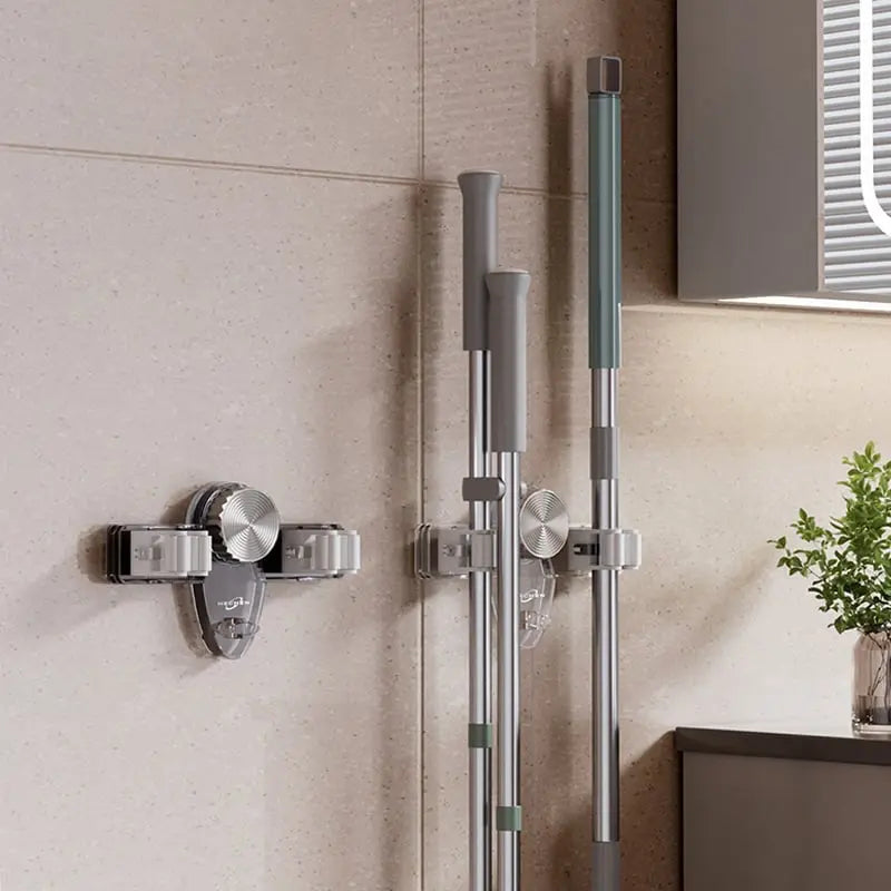 (1+1 Gratis) Besenklemme mit Saugnäpfen – Platzsparender Wandhalter mit Verstellbaren Haken