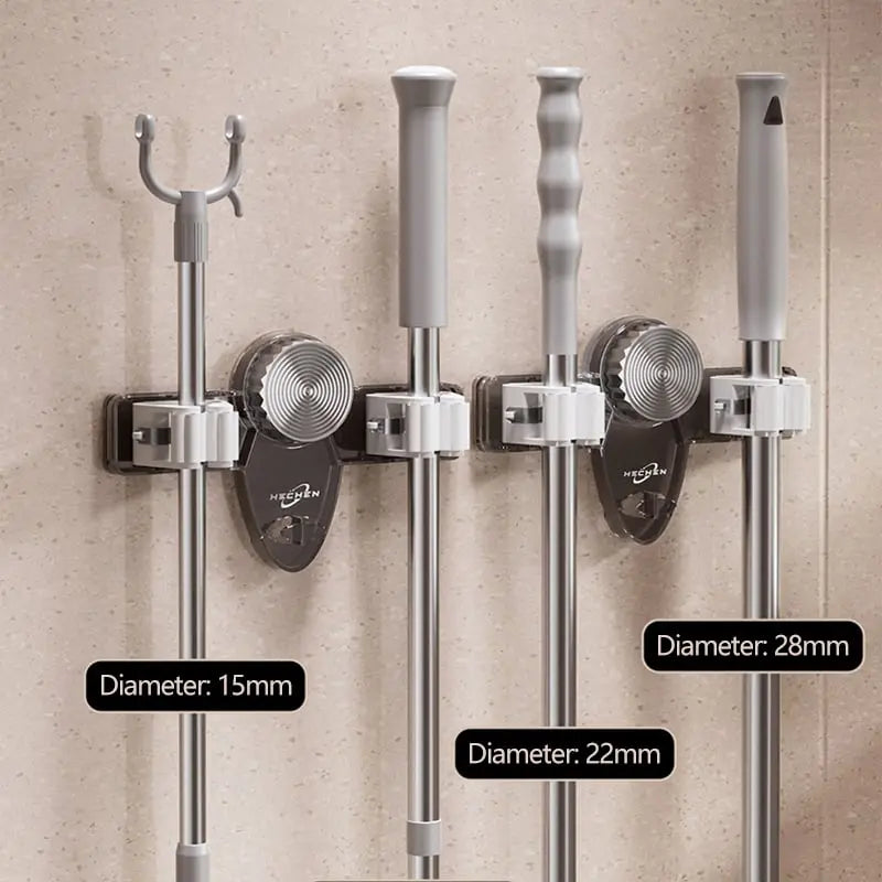 (1+1 Gratis) Besenklemme mit Saugnäpfen – Platzsparender Wandhalter mit Verstellbaren Haken