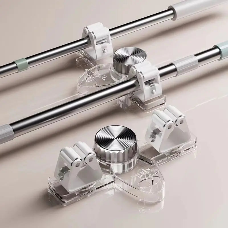 (1+1 Gratis) Besenklemme mit Saugnäpfen – Platzsparender Wandhalter mit Verstellbaren Haken