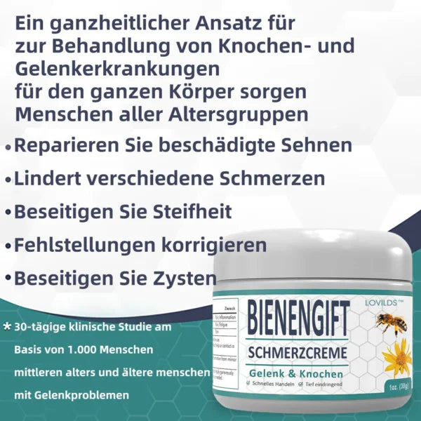 Bienengift Schmerzcreme | Wohltuende Pflege für Gelenke & Muskeln | Tiefenwirksame Formel