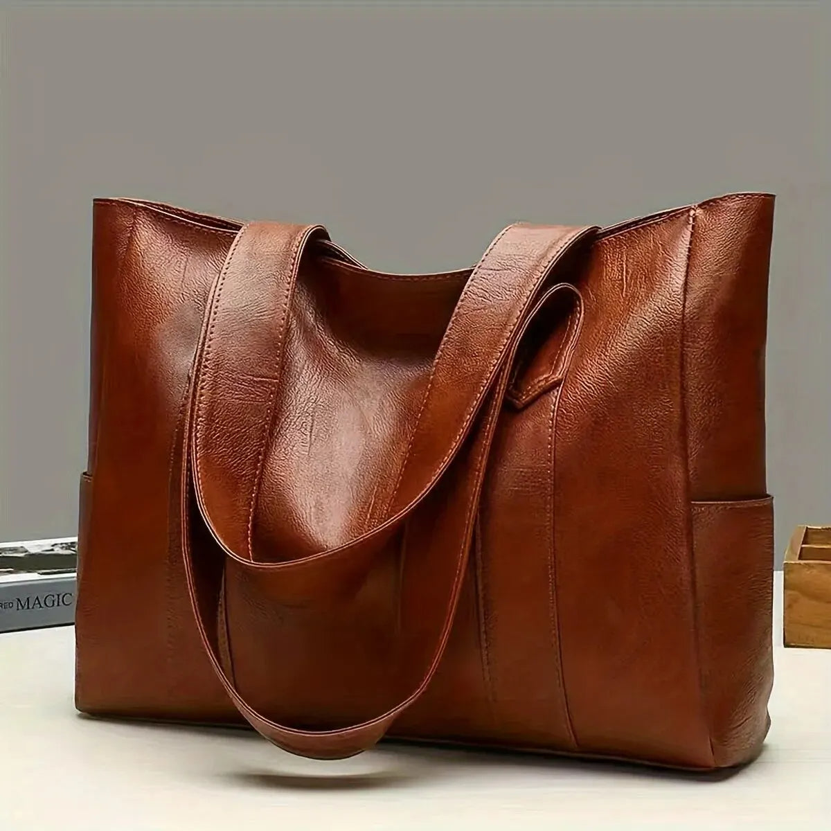 Vegane Großraumtasche Vintage | Nachhaltiges PU-Leder | Geräumig & Leicht | Alltag & Reisen
