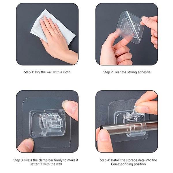 Stickra™ | Werkzeuglose Vorhangaufhängung mit starkem, nahtlosem Halt (3+3 GRATIS)