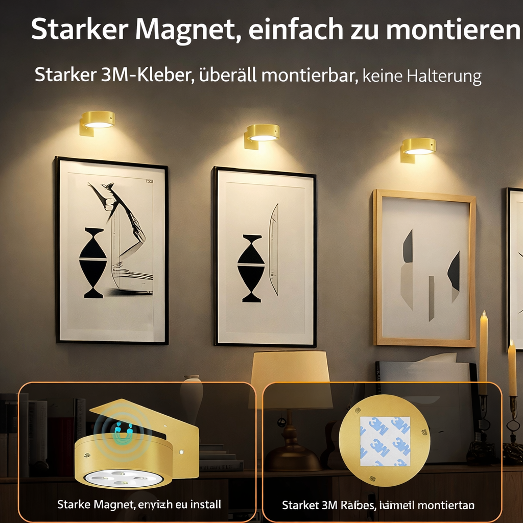 Bilderleuchte | Magnetische LED | 13 Lichtmodi | Dimmbar & Wiederaufladbar | ArtGlow