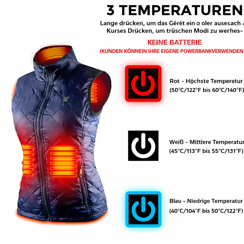 Damen Heizweste | USB-Beheizte Weste mit Infrarot-Technologie | Wärmeregulierend & Leicht | Ideal für Herbst & Winter | ThermaBelle