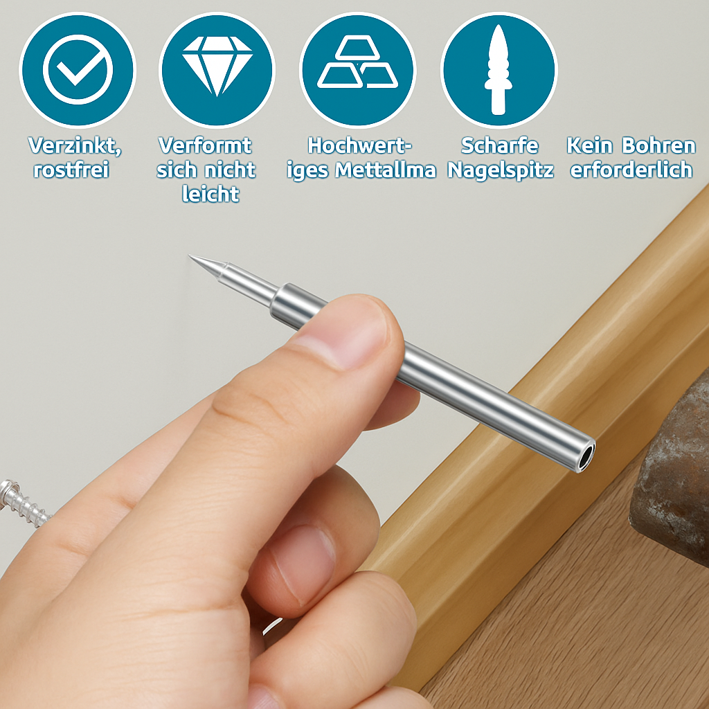 Sockelleisten Nagel Set | Doppelkopf-System | Präzise Montage | BaseFix Pro