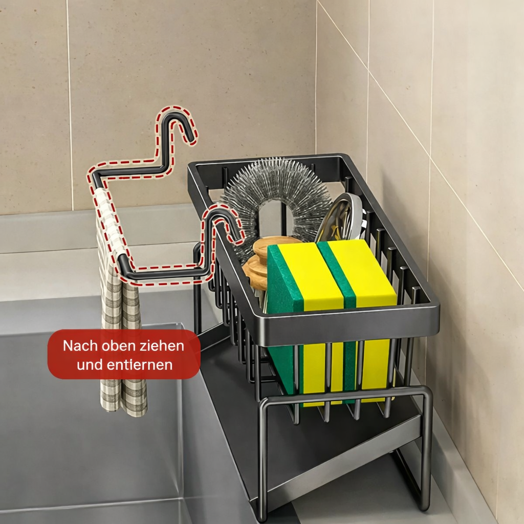 Edelstahl Küchen-Spülenablage | Rostfrei | Mit Handtuchhalter | AquaRack