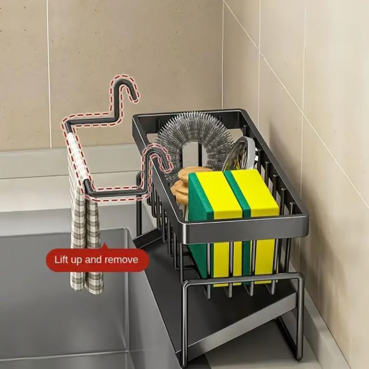 Edelstahl Küchen-Spülenablage | Rostfrei | Mit Handtuchhalter | Platzsparend & Hygienisch