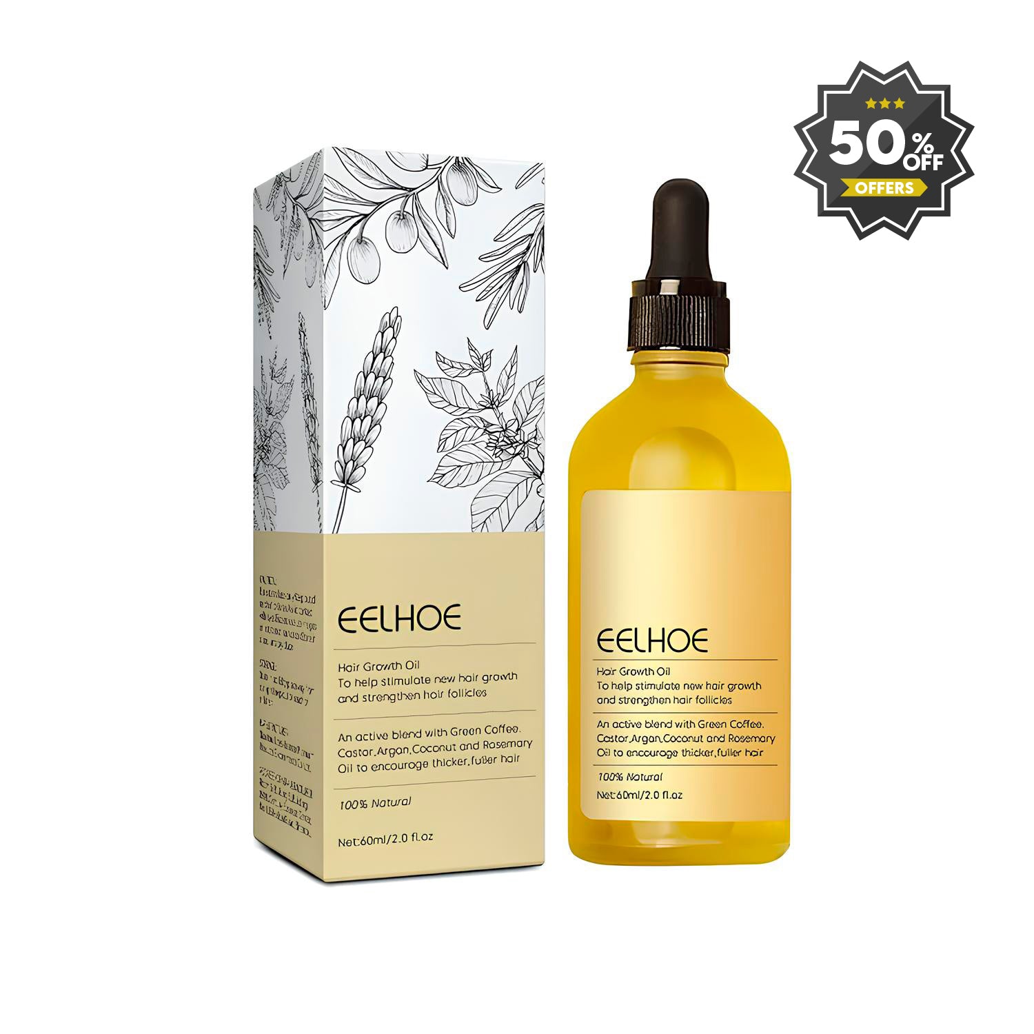 1+1 GRATIS | Haarwuchsöl | Pflanzliche Wachstumsformel | Sichtbar Dickeres Haar | Für Alle Haartypen