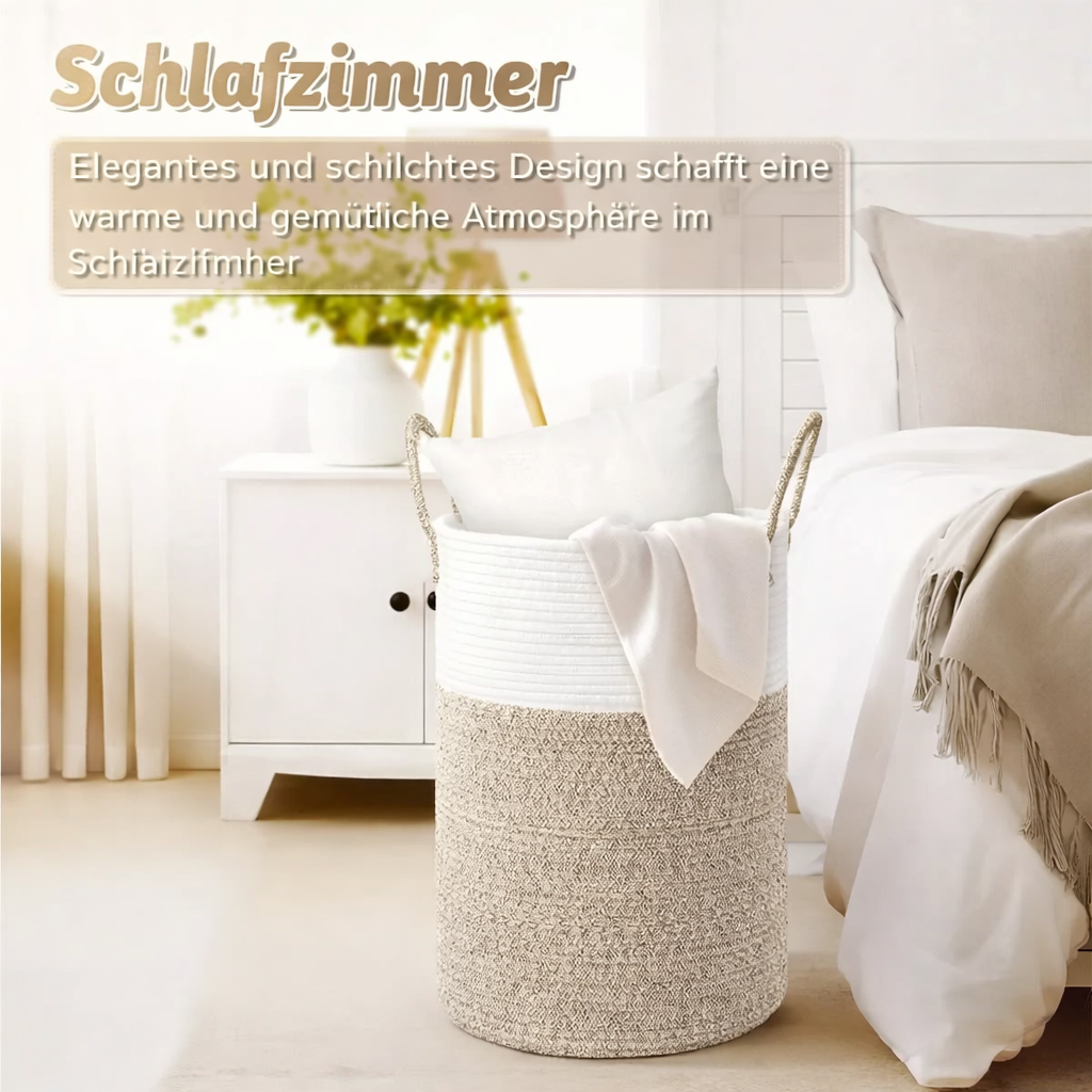 Faltbarer Baumwollkorb | 60L Wäschekorb | Stilvolle Aufbewahrung | RopeBasket