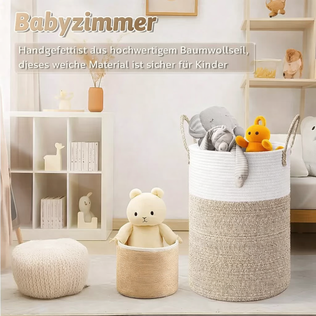 Faltbarer Baumwollkorb | 60L Wäschekorb | Stilvolle Aufbewahrung | RopeBasket