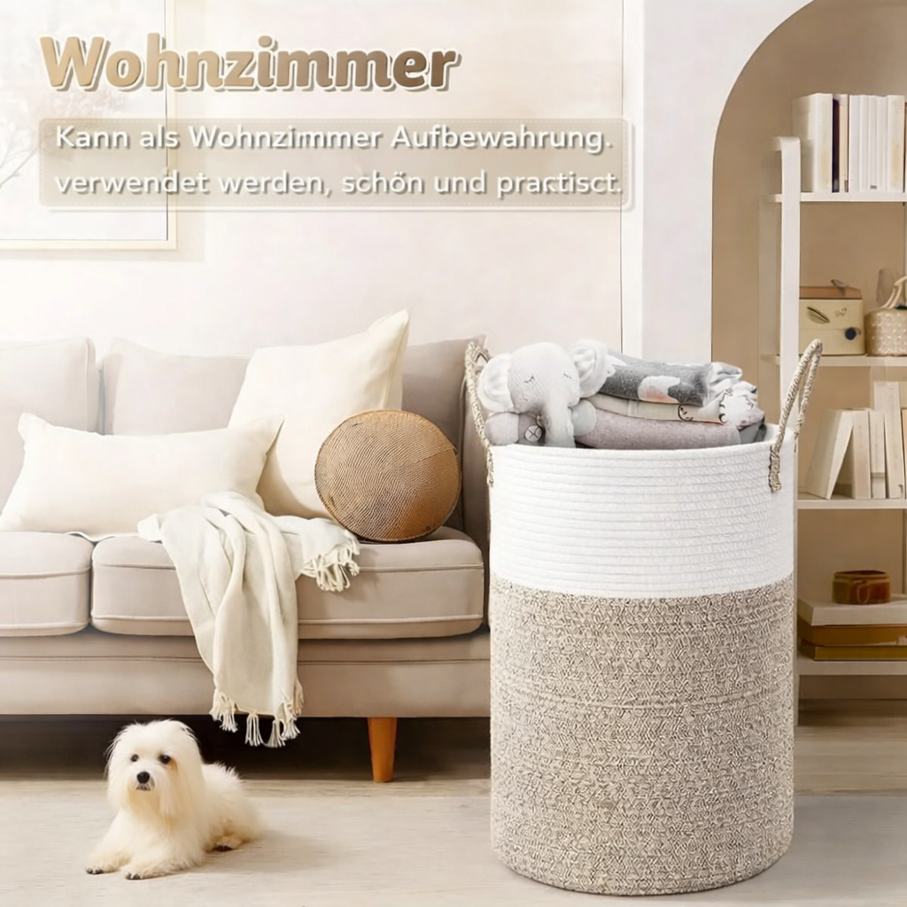 Faltbarer Baumwollkorb | 60L Wäschekorb | Stilvolle Aufbewahrung | RopeBasket