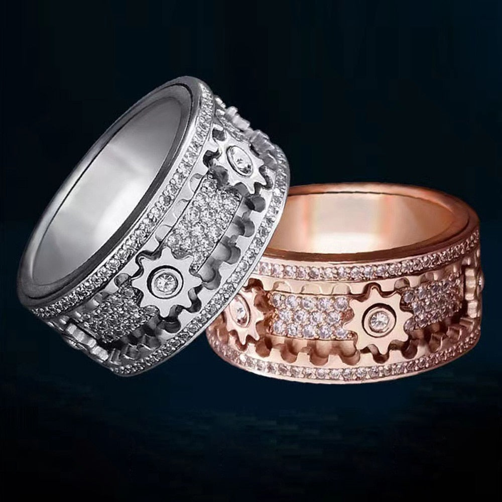 Fidget-Ring aus Edelstahl | Drehbare Mikro-Zahnräder | Anti-Stress Ring - GearRing™