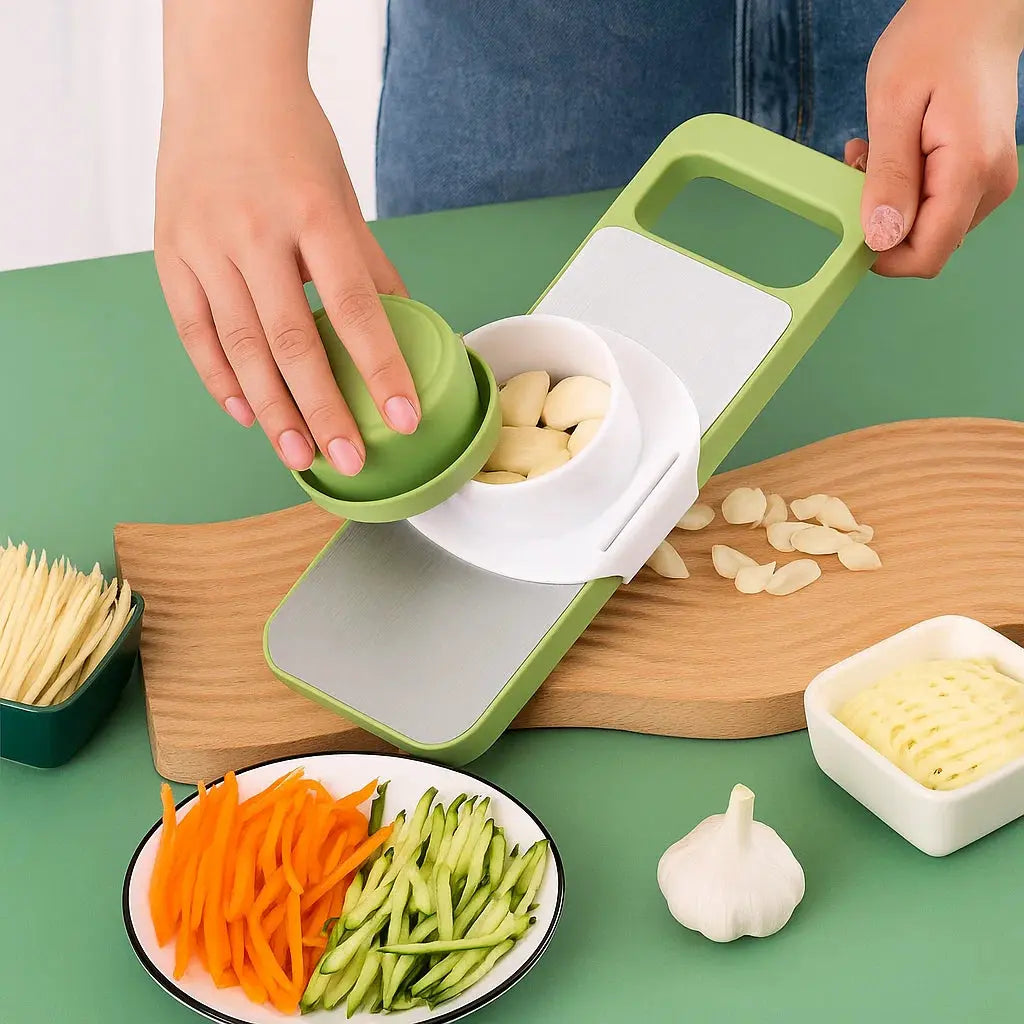 VeggiEase™ | Mühelose Zubereitung von Speisen durch präzises Schneiden und Raspeln