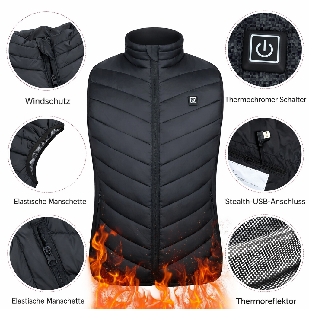 Heizweste Herren | 3 Heizzonen | One-Touch Heizsystem | Tragbare Wärme
