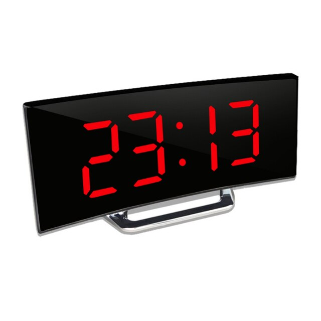 LED Digitalwecker | Gebogenes Display | Automatische Helligkeit | Modernes Design | Curve-Clock