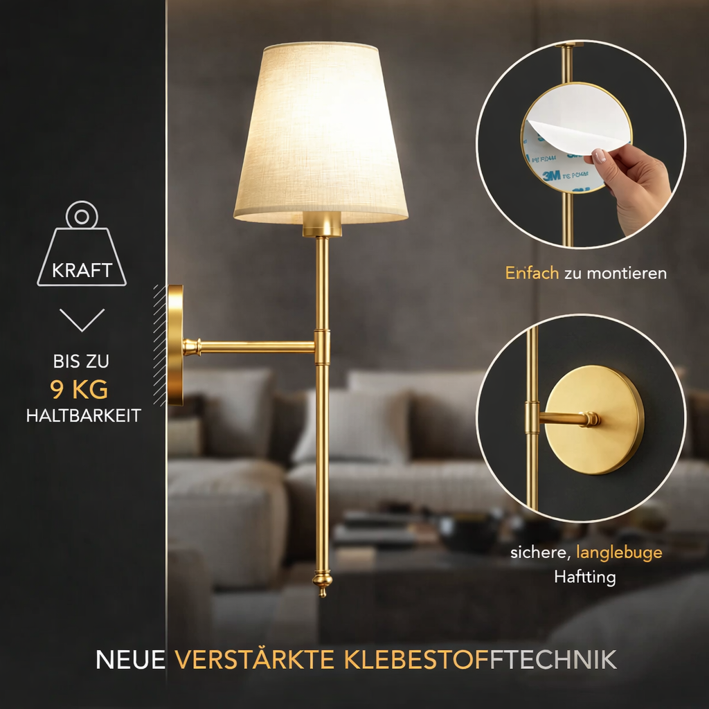 LED Wandleuchte| 3M-Klebemontage | Stoffschirm | 2er-Set | LumiStick Duo