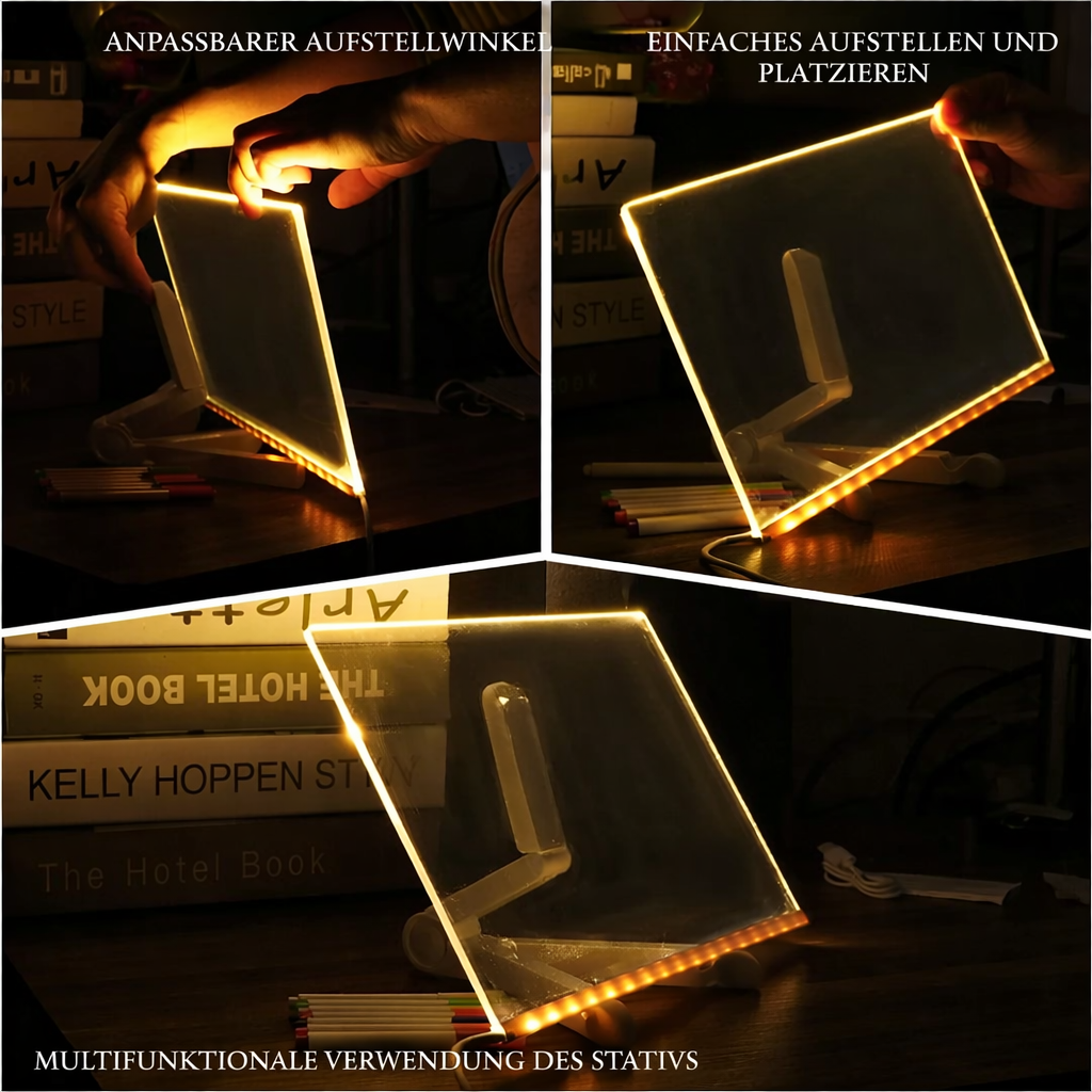 LED Zeichenbrett | Leuchtende Farben | Wiederverwendbar | Mit Ständer | GlowPad