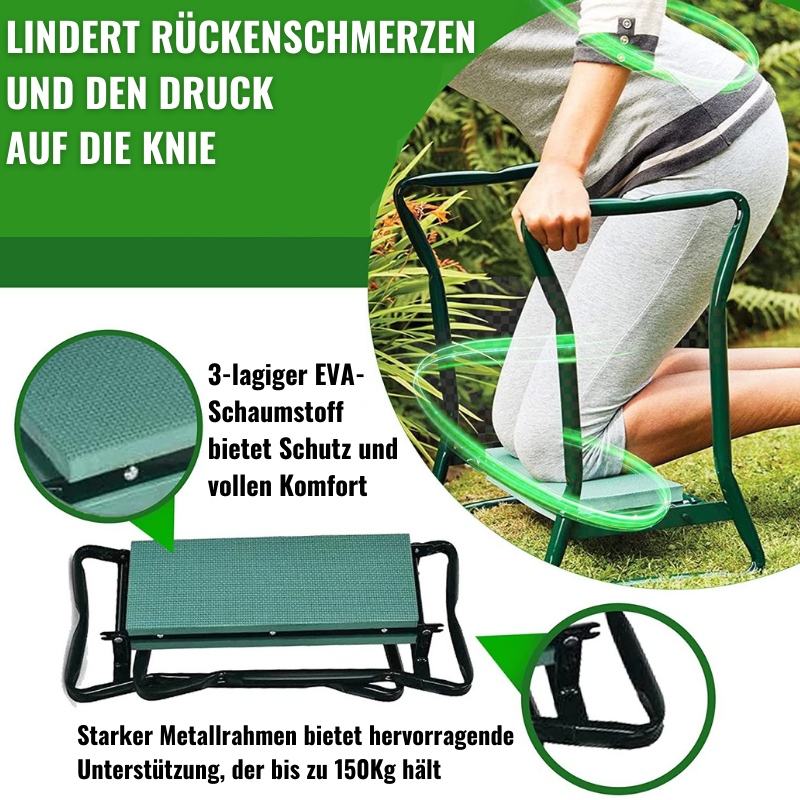 Multifunktionaler Gartensitz & Kniebank | Rückenschonend & Klappbar | Inklusive Werkzeugtasche