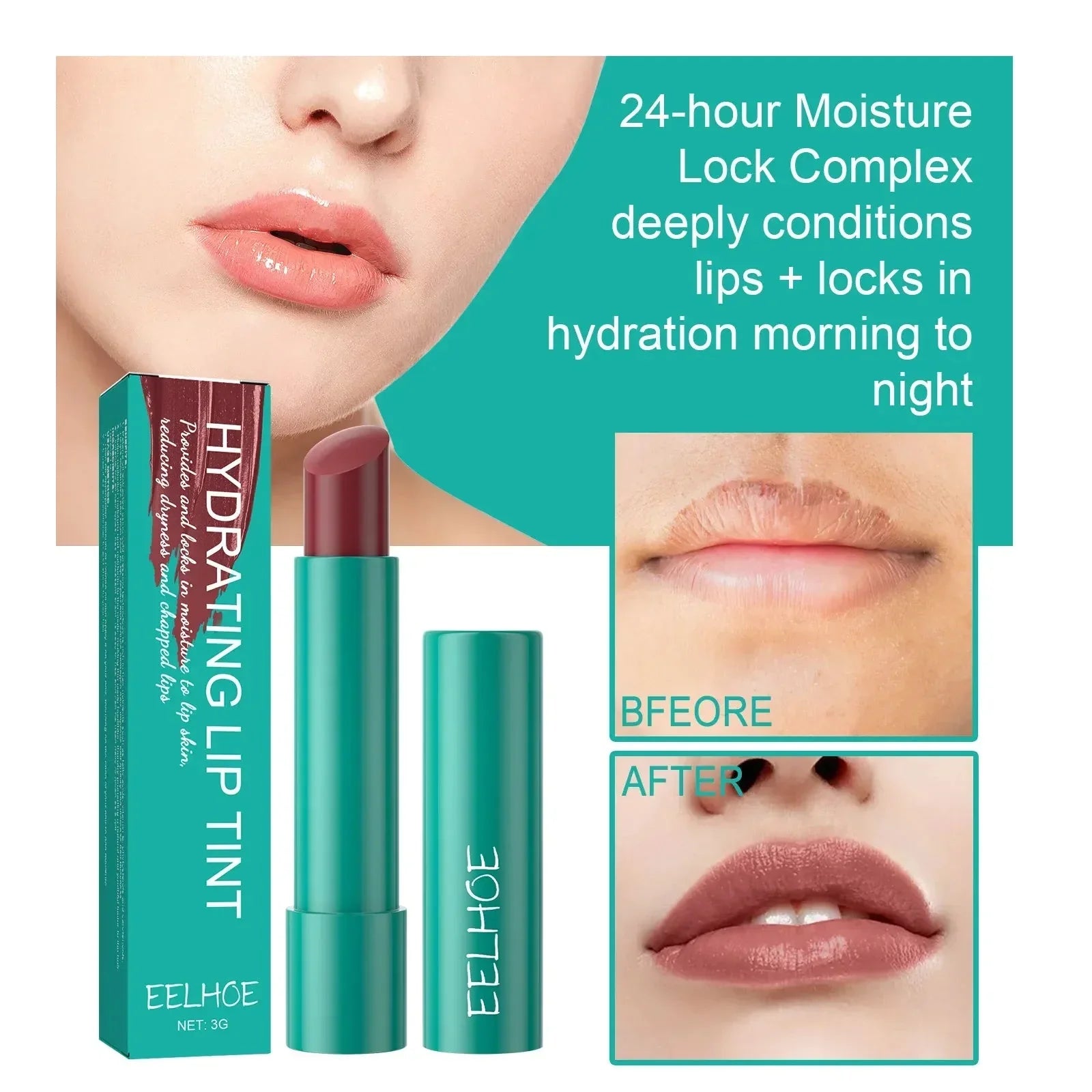 HydraGlow - 24 Stunden feuchtigkeitsspendende Lippenstiftfarbe | 1+2 GRATIS