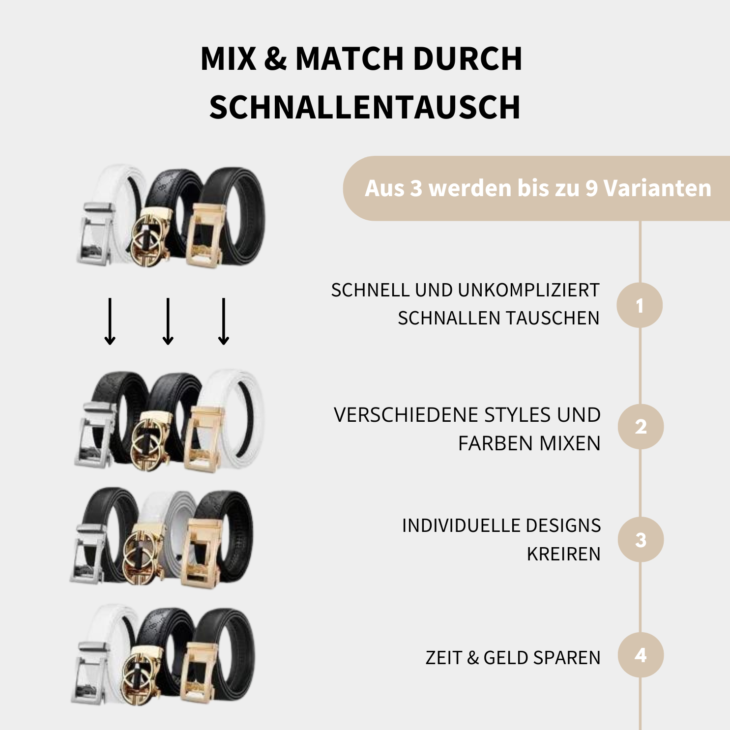 Majestice Belt Ledergürtel | Easy-Click Automatikverschluss | 100% Echtleder | 1+1 Aktion