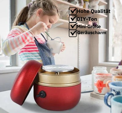 Mini Töpferscheibe | Elektrisch & Leise | Vorwärts- & Rückwärtslauf | Kreatives Töpfern für Kinder & Erwachsene