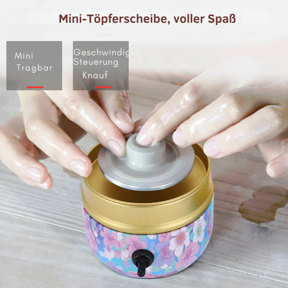 Mini Töpferscheibe | Elektrisch & Leise | Vorwärts- & Rückwärtslauf | Kreatives Töpfern für Kinder & Erwachsene