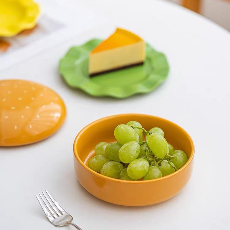 BurgerDish™ - Kreative Cartoon Hamburger Keramikteller Servierplatte