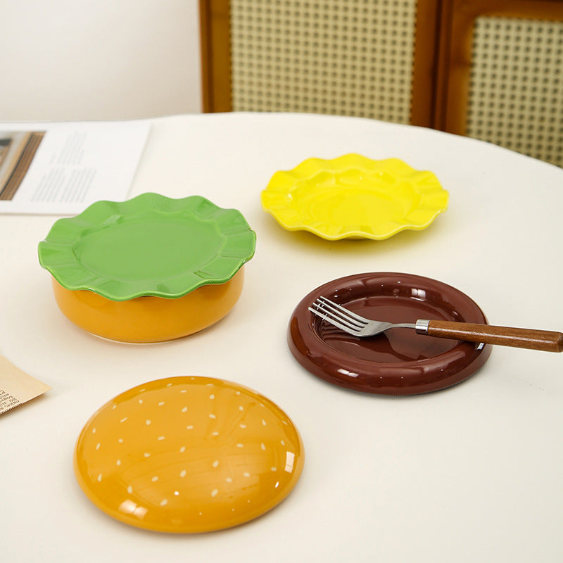 BurgerDish™ - Kreative Cartoon Hamburger Keramikteller Servierplatte