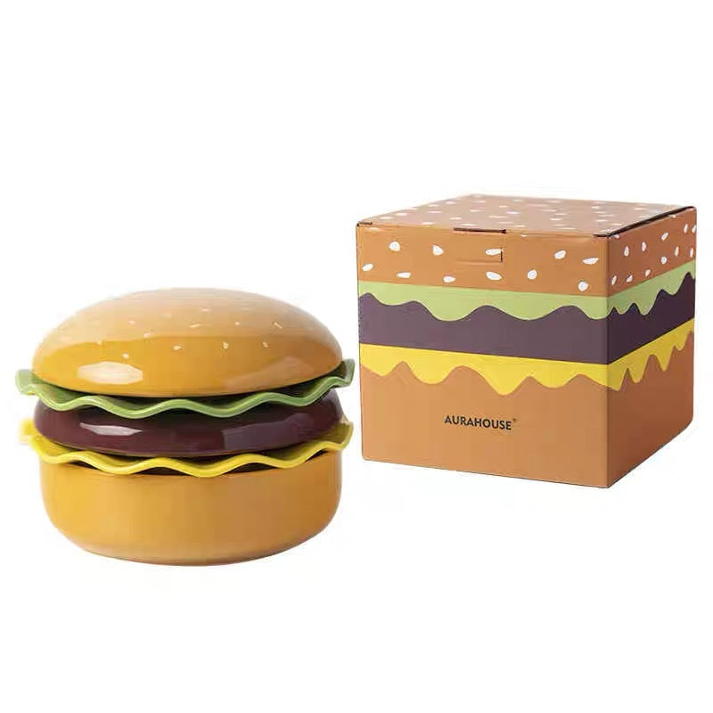 BurgerDish™ - Kreative Cartoon Hamburger Keramikteller Servierplatte