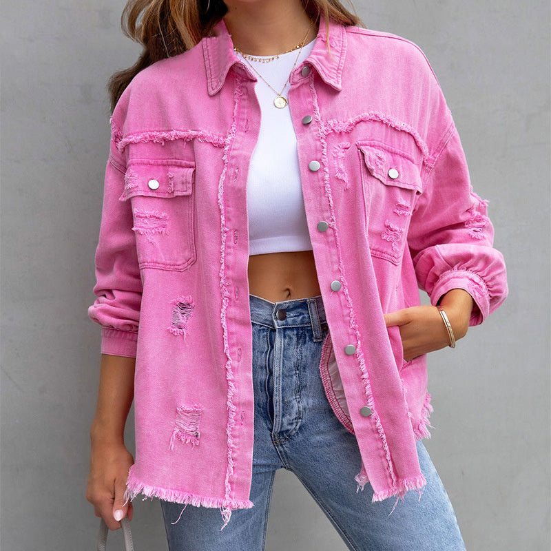 Thea™ - Zerfledderte Jeansjacke