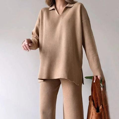 CasualKnit™ Strick-Tweed-Set mit drei Teilen – Fügen Sie Ihrer Freizeitkleidung eine Prise Eleganz hinzu!