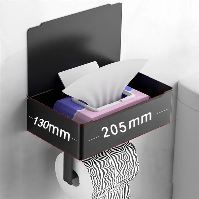 Toilettenpapierhalter Wand | Stilvoll & Funktional | Mit Ablage | Bohrenfrei Montage