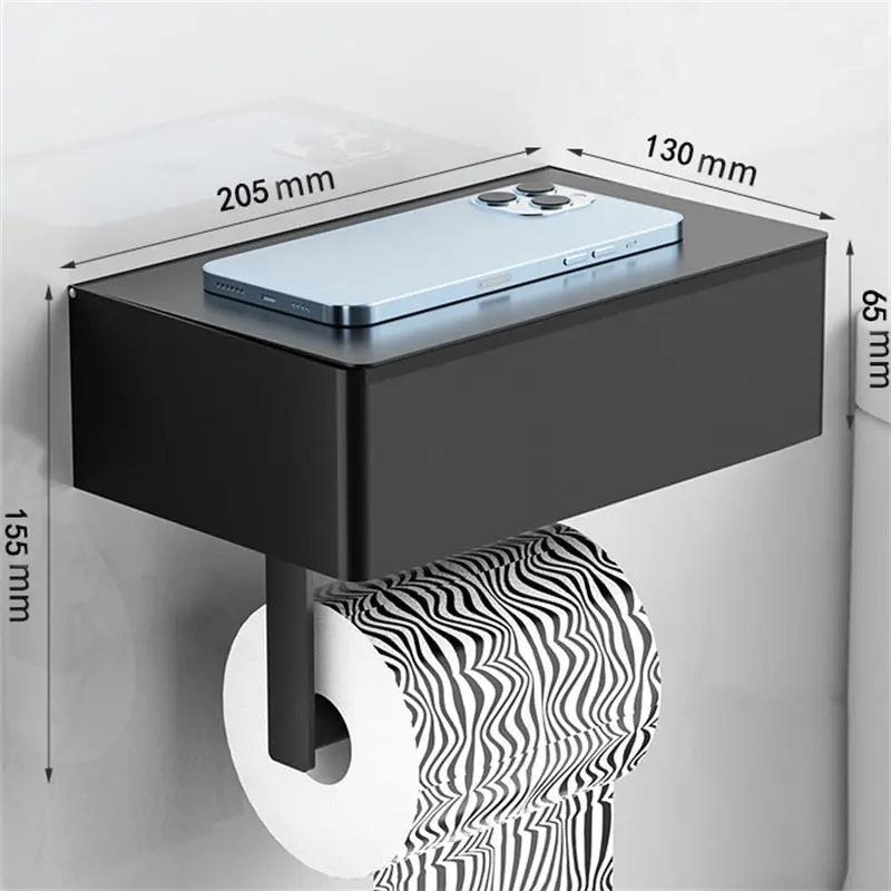 Toilettenpapierhalter Wand | Stilvoll & Funktional | Mit Ablage | Bohrenfrei Montage