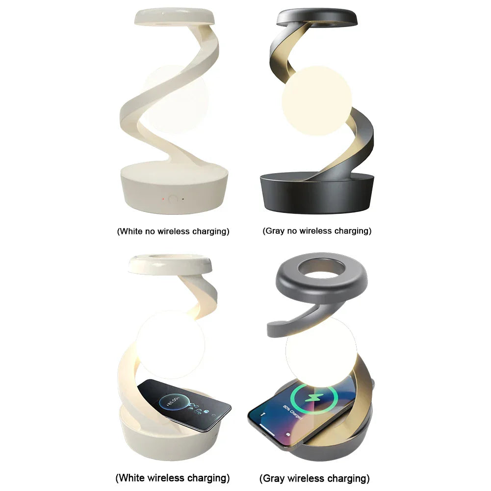 3D Schwebende LED-Lampe mit Wireless Charger – Kreative Mondlicht-Tischlampe