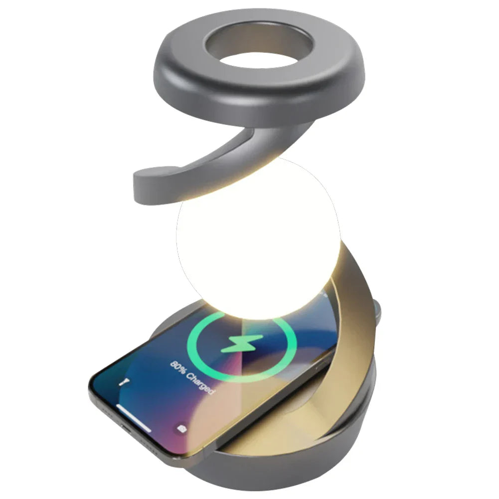 3D Schwebende LED-Lampe mit Wireless Charger – Kreative Mondlicht-Tischlampe