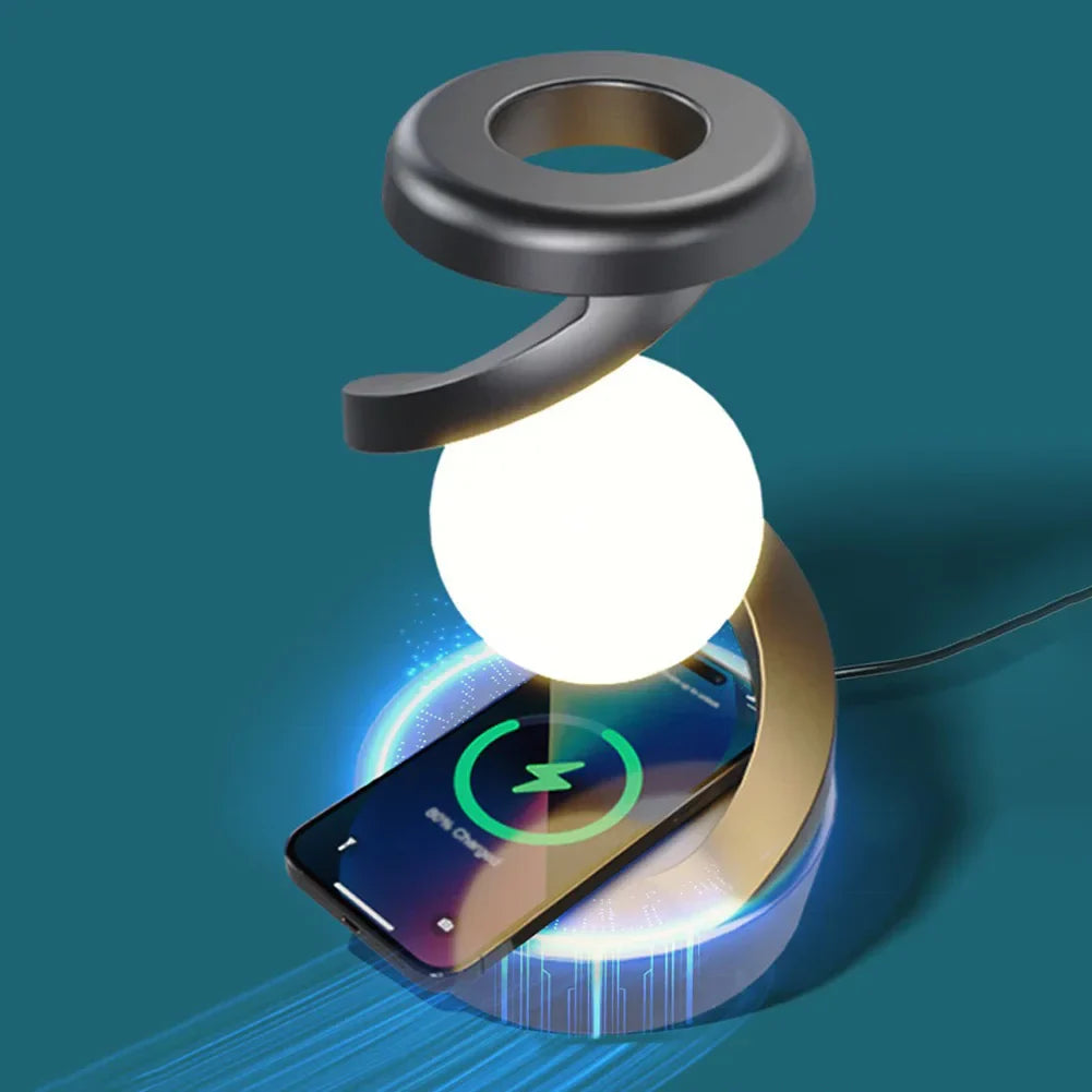 3D Schwebende LED-Lampe mit Wireless Charger – Kreative Mondlicht-Tischlampe