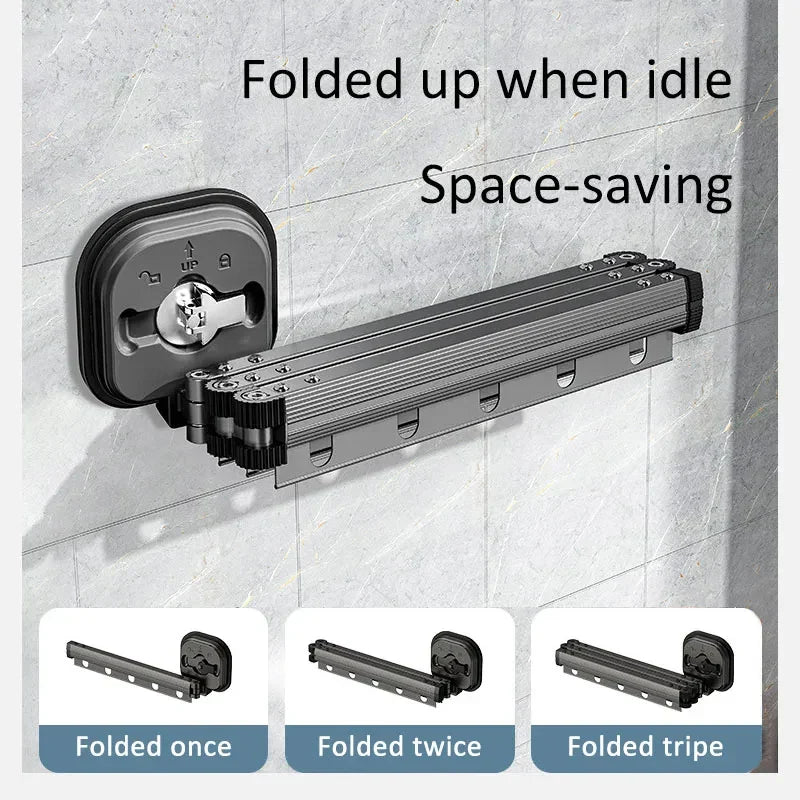 Kein-Nägel-Wandhalterung: Ausziehbarer, Wandmontierter Wäscheständer – Platzsparend und Zusammenklappbar