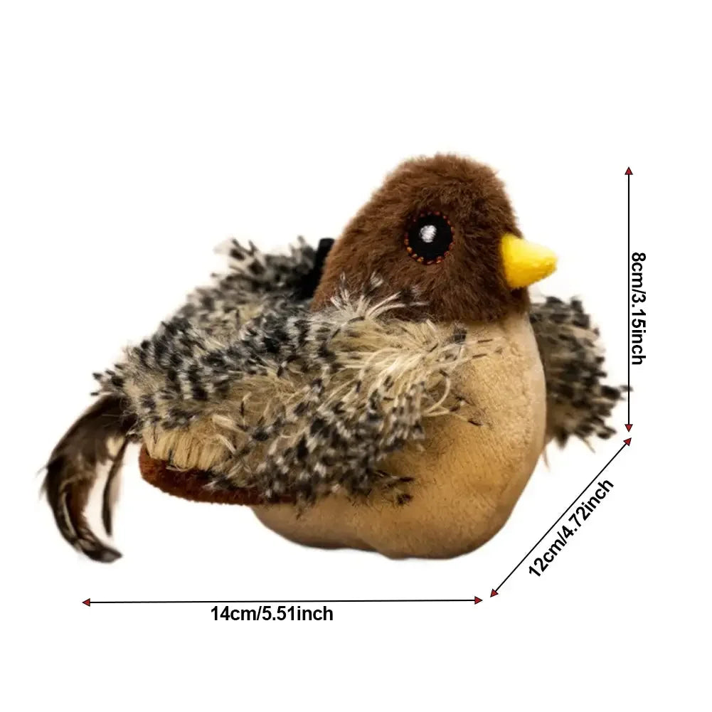 FluffFly Interaktives Katzenspielzeug | Vogel mit Sound & Flügelbewegung | USB Aufladbar | 1+1 Gratis