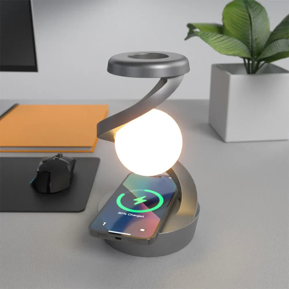 3D Schwebende LED-Lampe mit Wireless Charger – Kreative Mondlicht-Tischlampe