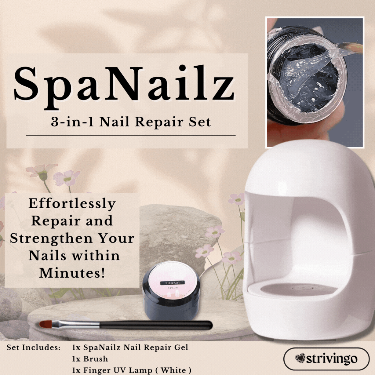 SpaNailz™ - 3 in 1 Nagelreparaturset | Inklusive Pinsel und UV-Lampe