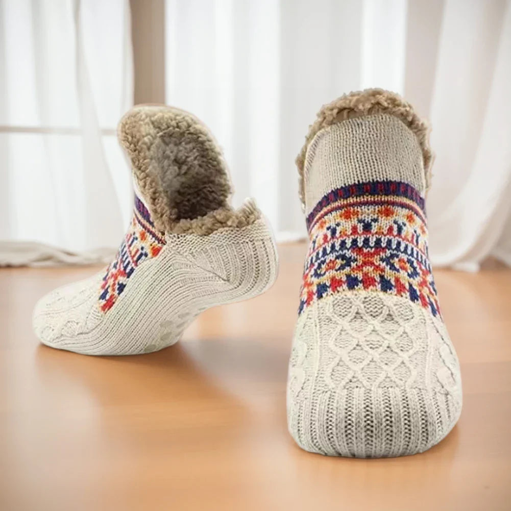 Thermo-Haussocken Winter | Rutschfeste Kuschelsocken für Damen & Herren | Dick gefüttert & extra warm | Weiche Anti-Rutsch-Bettsocken für Zuhause