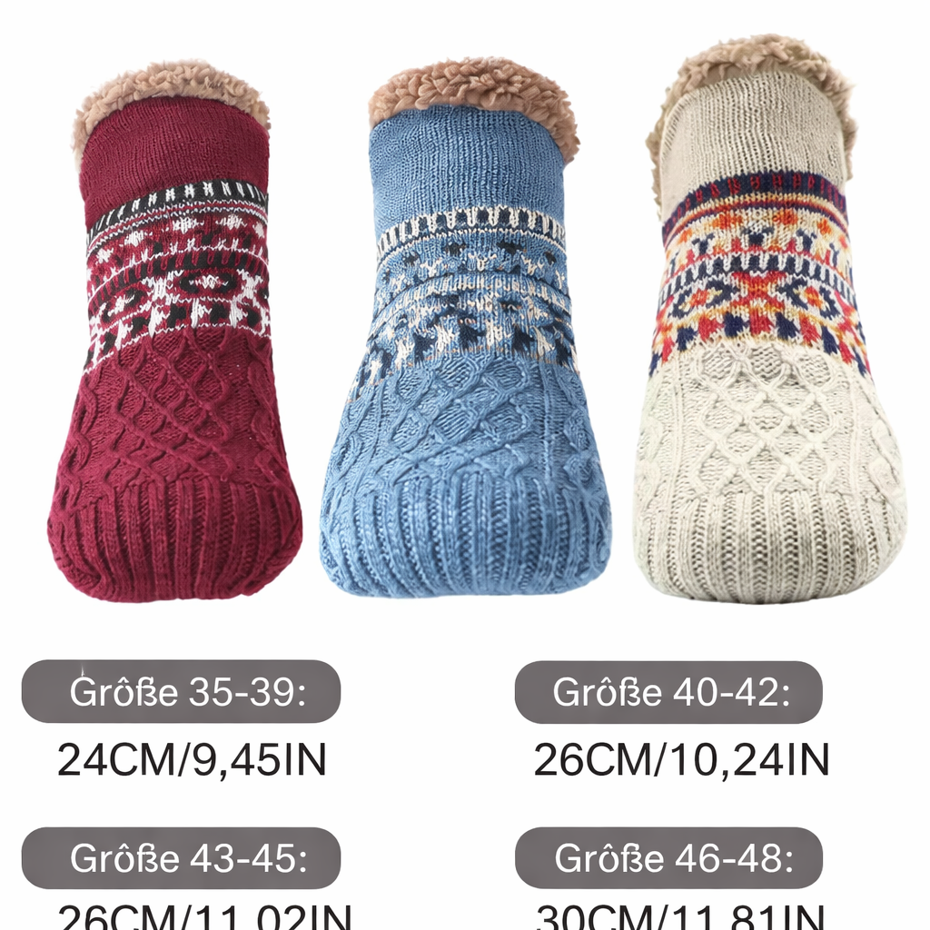 Thermo-Haussocken Winter | Rutschfeste Kuschelsocken für Damen & Herren | Dick gefüttert & extra warm | Weiche Anti-Rutsch-Bettsocken für Zuhause