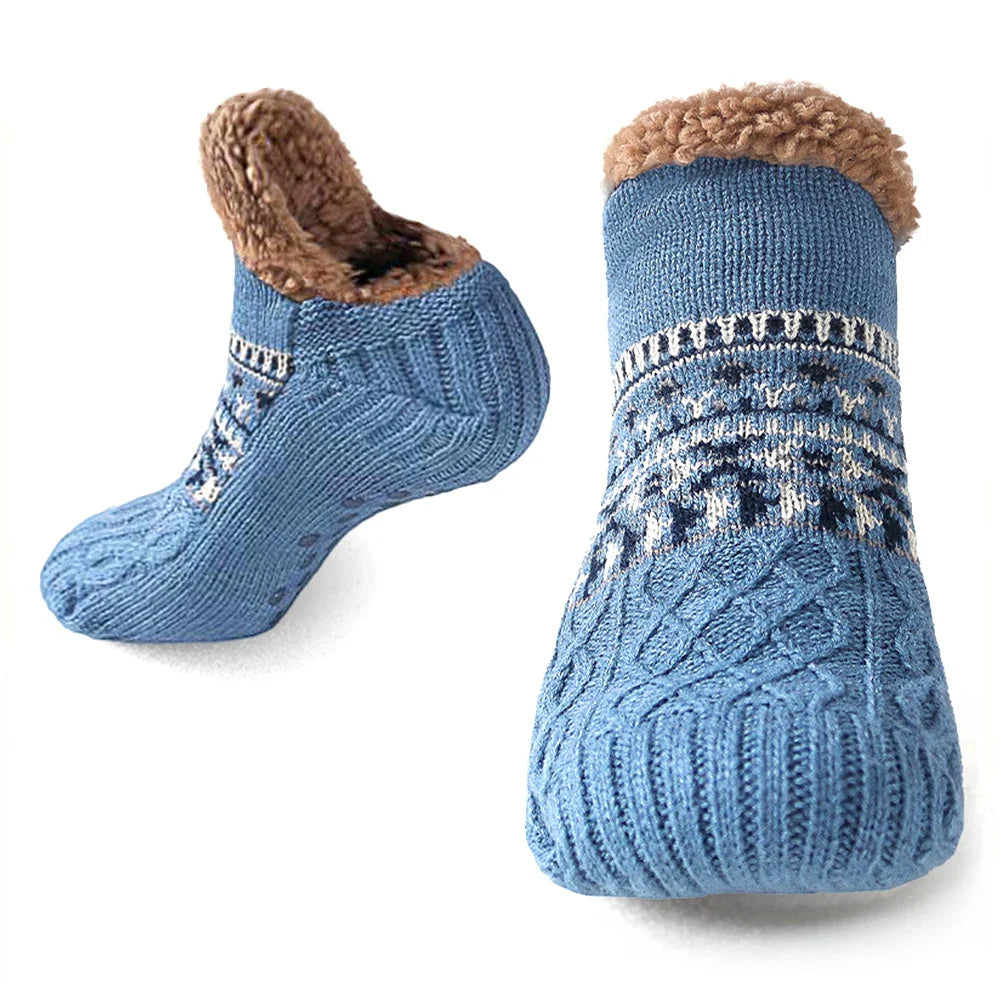 Thermo-Haussocken Winter | Rutschfeste Kuschelsocken für Damen & Herren | Dick gefüttert & extra warm | Weiche Anti-Rutsch-Bettsocken für Zuhause