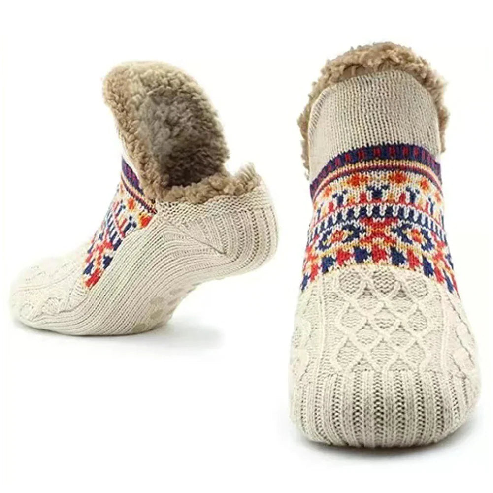Thermo-Haussocken Winter | Rutschfeste Kuschelsocken für Damen & Herren | Dick gefüttert & extra warm | Weiche Anti-Rutsch-Bettsocken für Zuhause