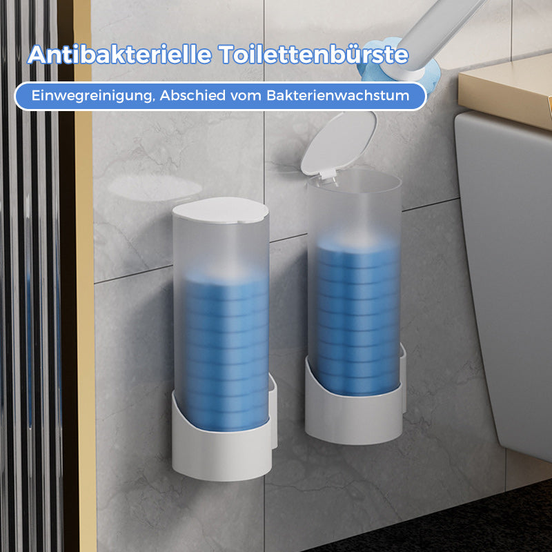 Toilettenbürste Einweg | Antibakteriell | Hygienische Schwammköpfe | Mit Halter