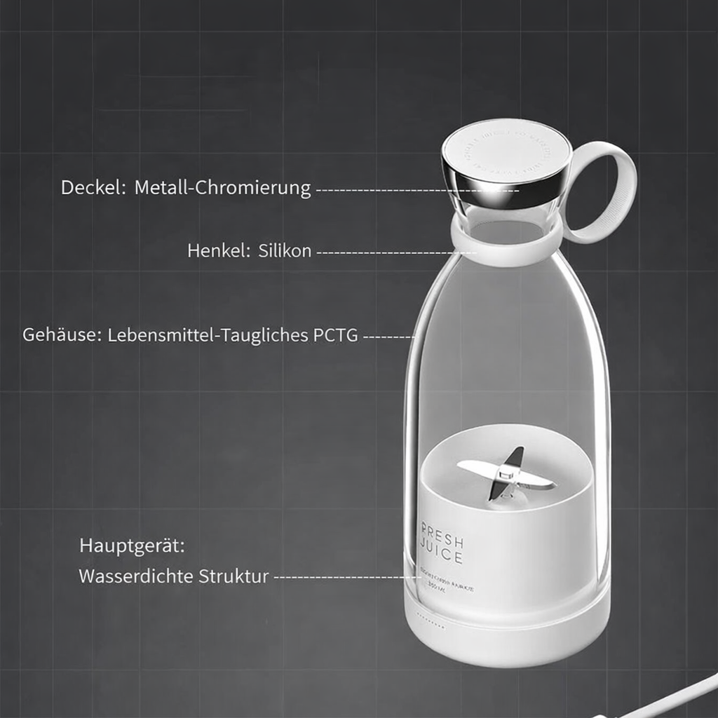 Tragbarer Mixer | Kabellos & Wiederaufladbar | 4-Klingen Power | 350 ml